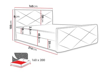 Milano Kontinentalsäng 160x200 cm med Sänggavel - Beige - Products - Möbler - Säng - Säng med förvaring