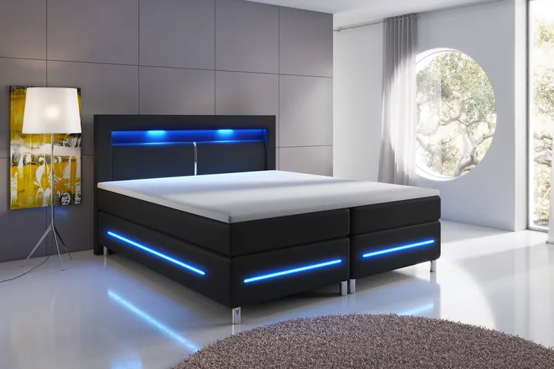 Modena Lyx Sängpaket 160x200 LED-belysning - Svart - Products - Möbler - Säng - Kontinentalsäng