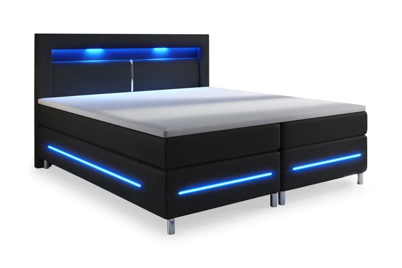 Modena Lyx Sängpaket 160x200 LED-belysning - Svart - Products - Möbler - Säng - Kontinentalsäng