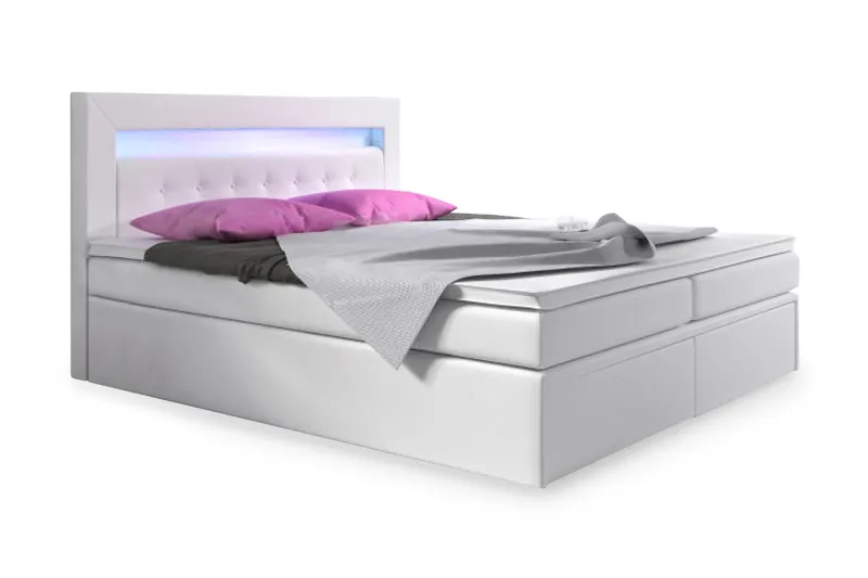 Modena Sängpaket 180x200 medFörvaring LED-belysning, Vit