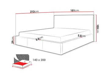 Nieres Förvaringssäng 140x200cm LED-belysning - Grå - Products - Möbler - Säng - Säng med förvaring