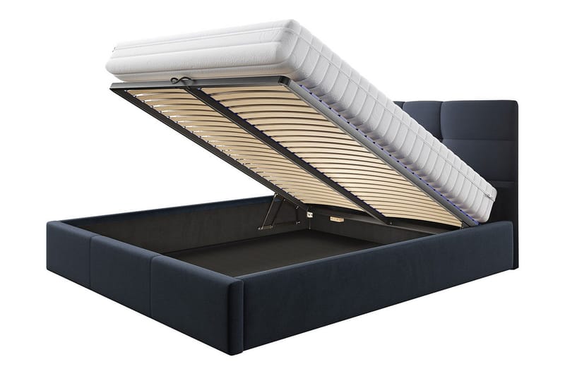 Nieres Förvaringssäng 140x200cm LED-belysning - Svart - Products - Möbler - Säng - Säng med förvaring