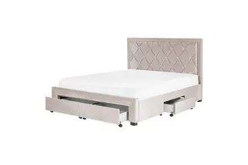 Säng med förvaringslådor Lievin - Beige, 160x200 cm - Products - Möbler - Säng - Säng med förvaring