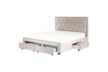 Säng med förvaringslådor Lievin - Beige, 180x200 cm - Products - Möbler - Säng - Säng med förvaring