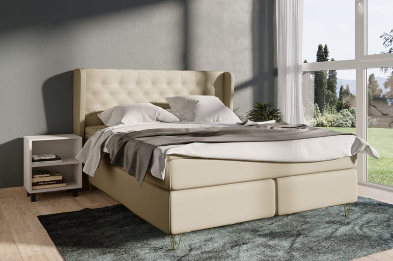 Select No 4 Komplett Sängpaket 180x200 Fast - Beige/Metall V-form - Products - Möbler - Säng - Kontinentalsäng