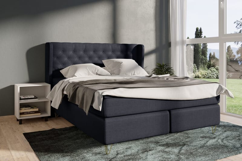 Select No 4 Komplett Sängpaket 180x200 Fast - Blå/Metall V-form - Products - Möbler - Säng - Kontinentalsäng
