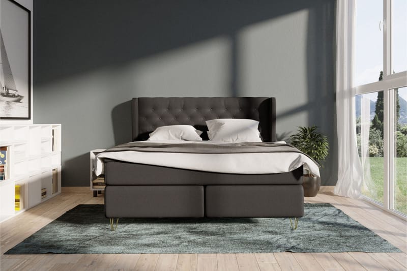 Select No 4 Komplett Sängpaket 180x200 Fast - Mörkgrå/Guld - Products - Möbler - Säng - Kontinentalsäng