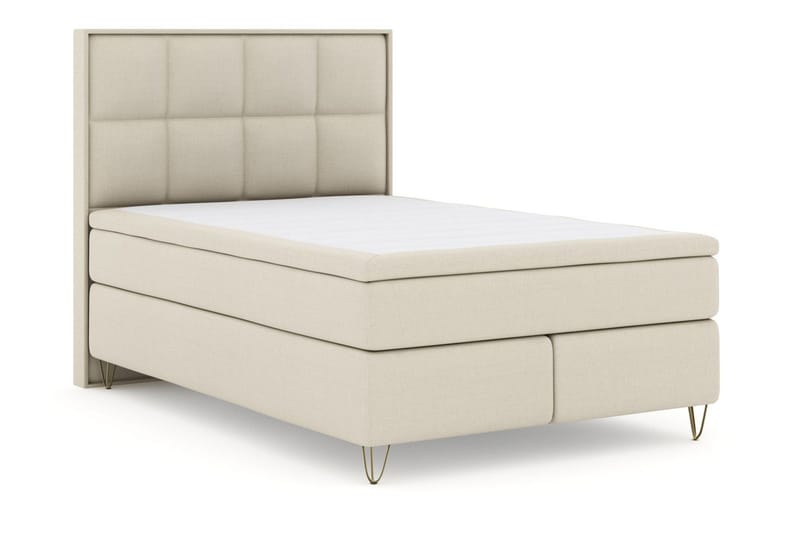 Select No 5 Komplett Sängpaket 140x200 Medium Latex - Beige/Metall V-form - Products - Möbler - Säng - Kontinentalsäng