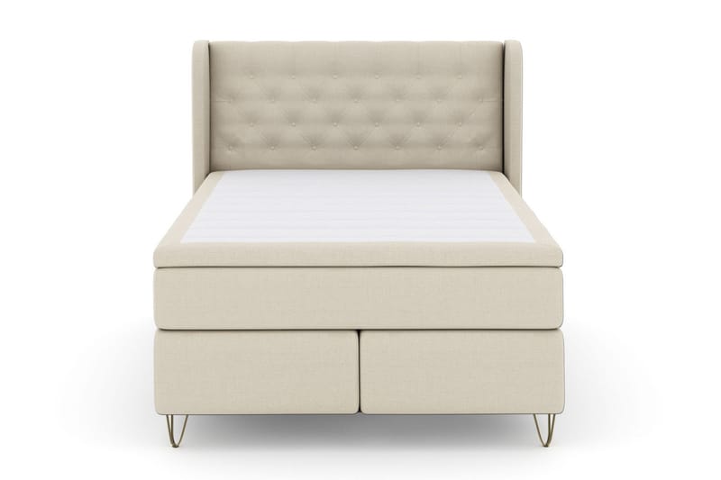 Select No 6 Komplett Sängpaket 140x200 Medium Memory/Pocket - Beige/Metall V-form - Products - Möbler - Säng - Kontinentalsäng