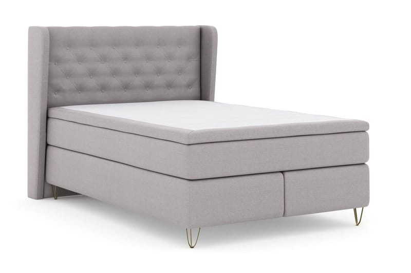 Select No 6 Komplett Sängpaket 140x200 Medium Memory/Pocket - Ljusgrå/Metall V-form - Products - Möbler - Säng - Kontinentalsäng