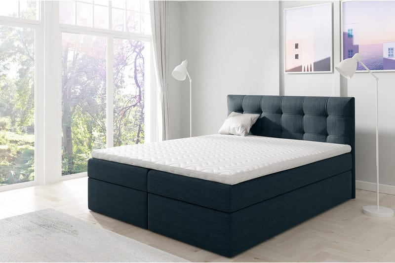 Skaftå Kontinentalsäng 120x200 Svart/Blå/Grå/Vit - Svart/Blå/Grå/Vit - Products - Möbler - Säng - Säng med förvaring