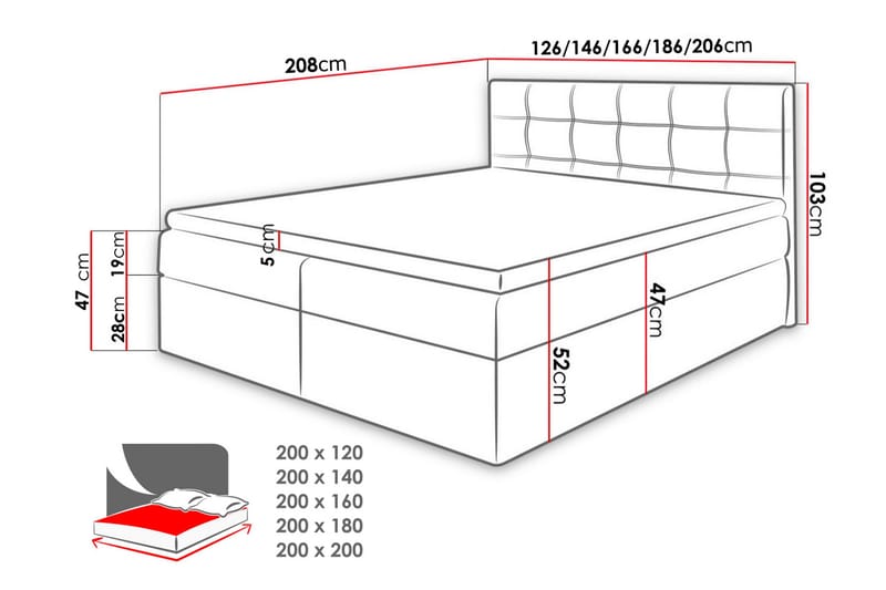 Skaftå Kontinentalsäng 160x200 - Svart/Grå/Vit - Products - Möbler - Säng - Säng med förvaring