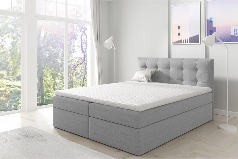 Skaftå Kontinentalsäng 160x200 - Svart/Grå/Vit - Products - Möbler - Säng - Säng med förvaring