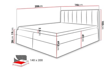 Vasil Kontinentalsäng 140x200 - Grå - Products - Möbler - Säng - Säng med förvaring
