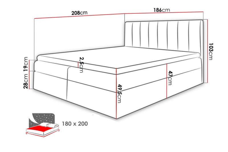 Vasil Kontinentalsäng 180x200 - Svart - Products - Möbler - Säng - Säng med förvaring