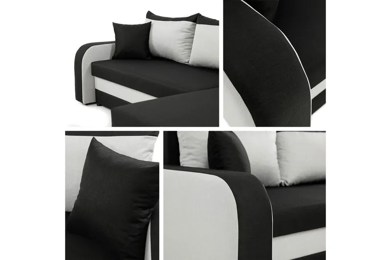 Alvared 3-sits Hörnbäddsoffa Universal - Svart/Grå - Products - Möbler - Soffa - Bäddsoffa - Bäddsoffa divan