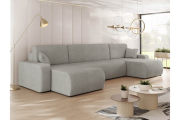 Barile Bäddsoffa Dubbeldivan 4-sits i Plysch - Grå - Products - Möbler - Soffa - Bäddsoffa - U bäddsoffa
