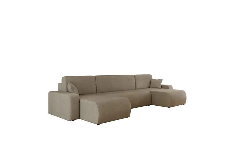 Barile Bäddsoffa Dubbeldivan 4-sits i Plysch, Brun