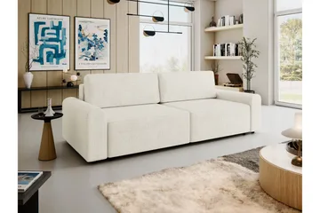 Bella Bäddsoffa 3-sits i Plysch - Beige - Products - Möbler - Soffa - Bäddsoffa - 3 sits bäddsoffa
