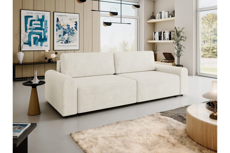 Bella Bäddsoffa 3-sits i Plysch - Beige - Products - Möbler - Soffa - Bäddsoffa - 3 sits bäddsoffa