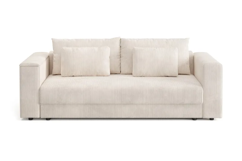 Bergen Extra djup 3-sits Bäddsoffa med Bäddmadrass i Polyesterskum och Tvättbar klädsel, Beige