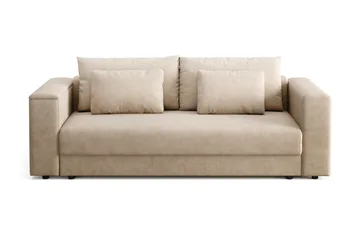 Bergen Extra djup 3-sits Bäddsoffa med Bäddmadrass i Polyesterskum och Tvättbar klädsel, Beige