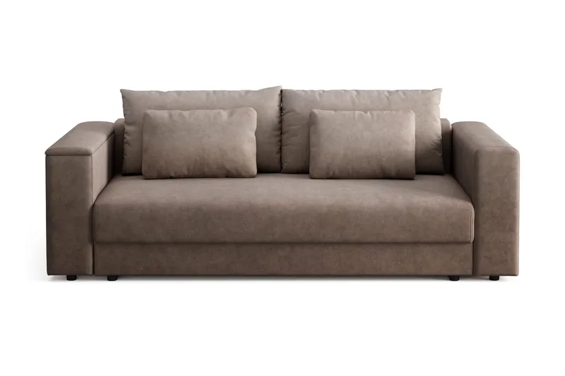 Bergen Extra djup 3-sits Bäddsoffa med Bäddmadrass i Polyesterskum Vändbar Sommar- & Vintersida och Tvättbar klädsel, Beige Tyg