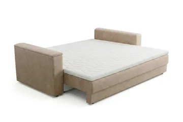 Bergen Extra djup 3-sits Bäddsoffa med Bäddmadrass i Polyesterskum och Tvättbar klädsel - Brun Tyg - Products - Möbler - Soffa - Bäddsoffa - 3 sits bäddsoffa