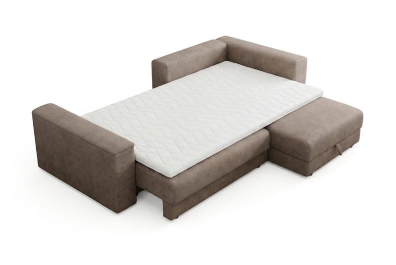 Bergen Extra djup 3-sits Bäddsoffa med Divan och Bäddmadrass i Latex och Tvättbar klädsel - Brun Tyg - Products - Möbler - Soffa - Bäddsoffa - Bäddsoffa divan