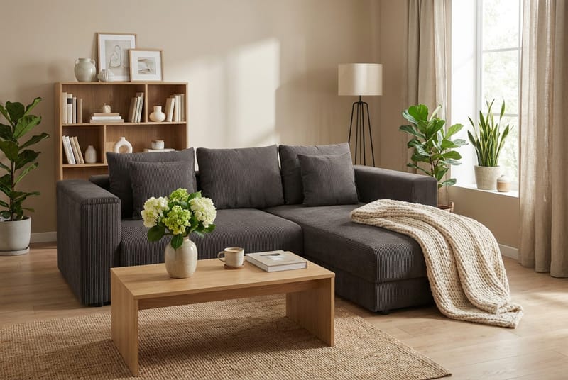 Bergen Extra djup 3-sits Bäddsoffa med Divan och Bäddmadrass i Polyesterskum och Tvättbar klädsel - Mörkgrå - Products - Möbler - Soffa - Bäddsoffa - Bäddsoffa divan