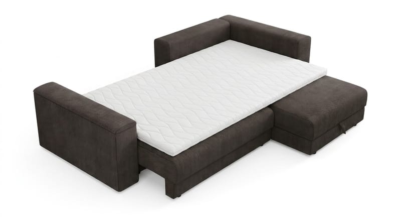 Bergen Extra djup 3-sits Bäddsoffa med Divan och Bäddmadrass i Polyesterskum och Tvättbar klädsel - Mörkgrå - Products - Möbler - Soffa - Bäddsoffa - Bäddsoffa divan