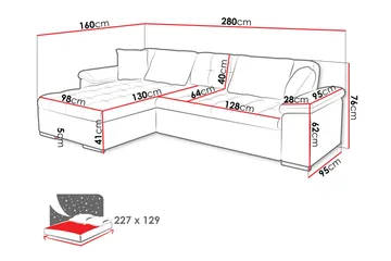 Camior Bäddsoffa m. Divan 3-sits - Vit/Svart - Products - Möbler - Soffa - Bäddsoffa - Bäddsoffa divan