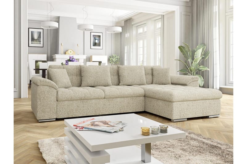 Camior Bäddsoffa med Divan 3-sits - Beige - Products - Möbler - Soffa - Bäddsoffa - Bäddsoffa divan