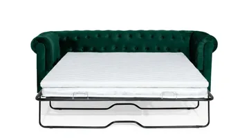 Chesterfield Lyx 3-sits Framåtbäddad Bäddsoffa med HVILA Bäddmadrass 140x200 cm Polyesterskum med Tvättbar klädsel - Grön/Vit - Products - Möbler - Soffa - Bäddsoffa - 3 sits bäddsoffa