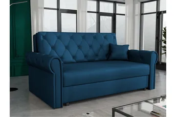 Denegal 2-sits liten bäddsoffa i Plysch - Blå - Products - Möbler - Soffa - Bäddsoffa - 2 sits bäddsoffa