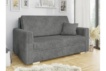 Denegal 2-sits liten bäddsoffa i Plysch - Grå - Products - Möbler - Soffa - Bäddsoffa - Bäddsoffa längsbäddad