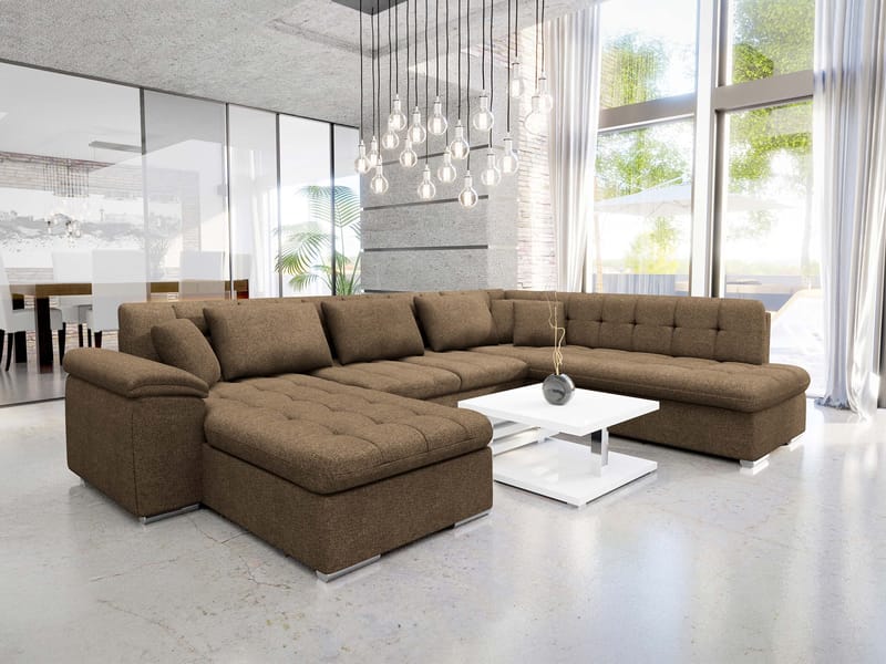 Dynir Bäddsoffa med Divan och Schäslong 5-sits - Brun - Products - Möbler - Soffa - Bäddsoffa - Bäddsoffa divan