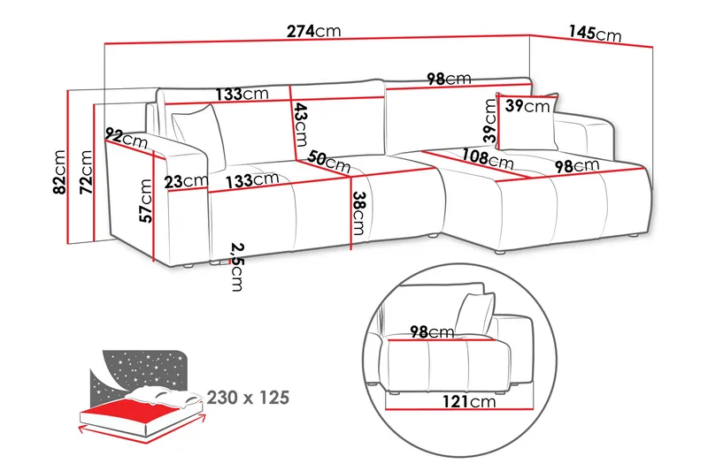 Flo Bäddsoffa med Divan 3-sits - Orange - Products - Möbler - Soffa - Bäddsoffa - Bäddsoffa divan