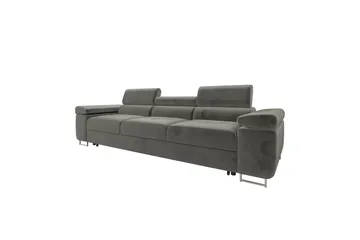 Gabina Bäddsoffa 3-sits i Plysch - Grå - Products - Möbler - Soffa - Bäddsoffa - 3 sits bäddsoffa