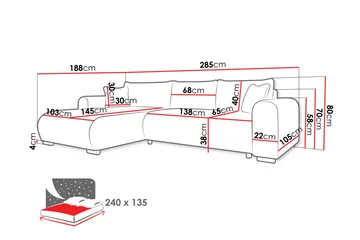 Handda Bäddsoffa med Divan 3-sits i Chenille - Grön - Products - Möbler - Soffa - Bäddsoffa - Bäddsoffa divan
