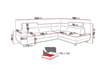 Kintore 3-sits Hörnbäddsoffa Brown - Products - Möbler - Soffa - Bäddsoffa - Hörnbäddsoffa