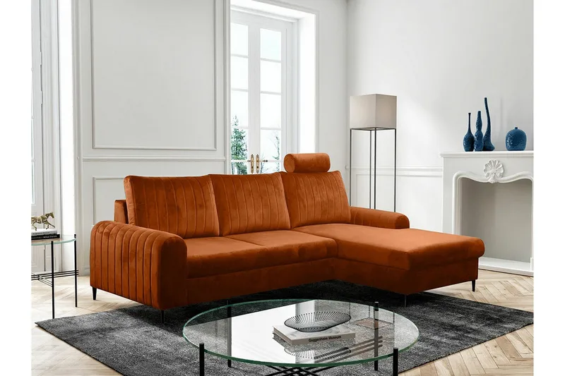 Kintore 3-sits Hörnbäddsoffa Orange - Products - Möbler - Soffa - Bäddsoffa - Hörnbäddsoffa