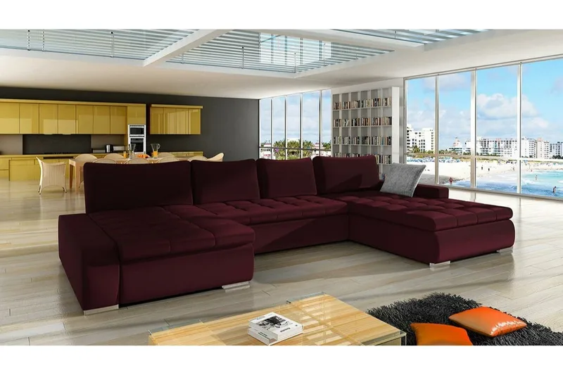 Kintore 4-sits Hörnbäddsoffa Wine red - Products - Möbler - Soffa - Bäddsoffa - Hörnbäddsoffa
