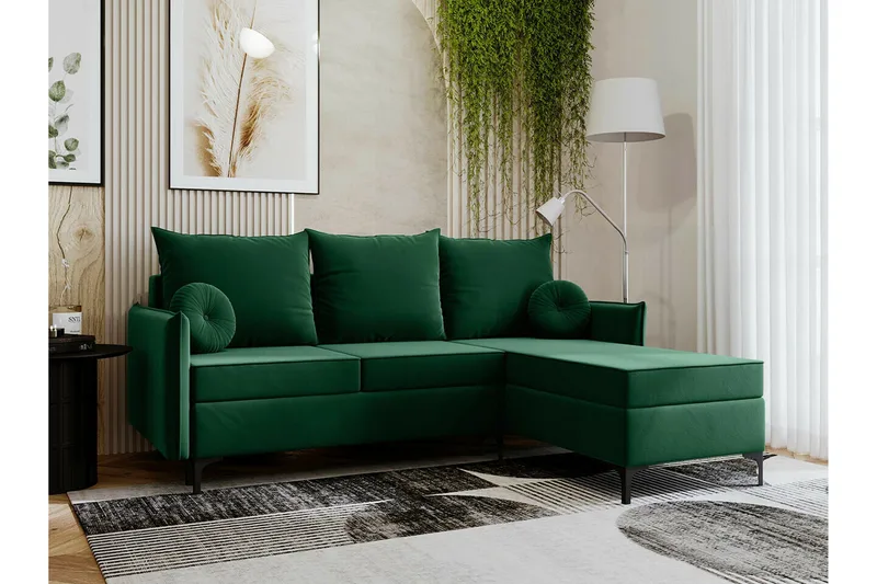 Knocklong 3-sits Hörnbäddsoffa - Grön - Products - Möbler - Soffa - Bäddsoffa - Bäddsoffa divan