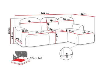 Korfu Bäddsoffa m. Divan 3-sits - Svart - Products - Möbler - Soffa - Bäddsoffa - Bäddsoffa divan