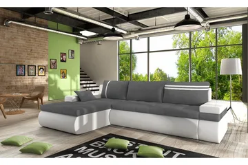Lavona Divanbäddsoffa Vänster - Grå/Vit - Products - Möbler - Soffa - Bäddsoffa - Bäddsoffa divan