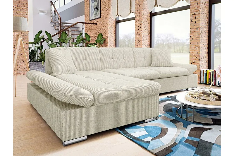 Lomux 3-sits Hörnbäddsoffa beige - Products - Möbler - Soffa - Bäddsoffa - Bäddsoffa divan