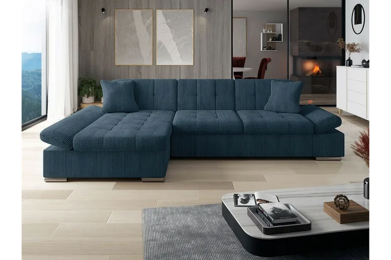 Lomux 3-sits Hörnbäddsoffa blue - Products - Möbler - Soffa - Bäddsoffa - Bäddsoffa längsbäddad