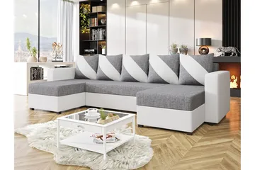 Midfeld 4-sits Hörnbäddsoffa White/Grey - Products - Möbler - Soffa - Bäddsoffa - Hörnbäddsoffa
