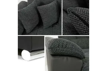Niko U-Bäddsoffa 350x205x76 cm Divan Höger - Grå/Svart - Products - Möbler - Soffa - Bäddsoffa - Bäddsoffa längsbäddad